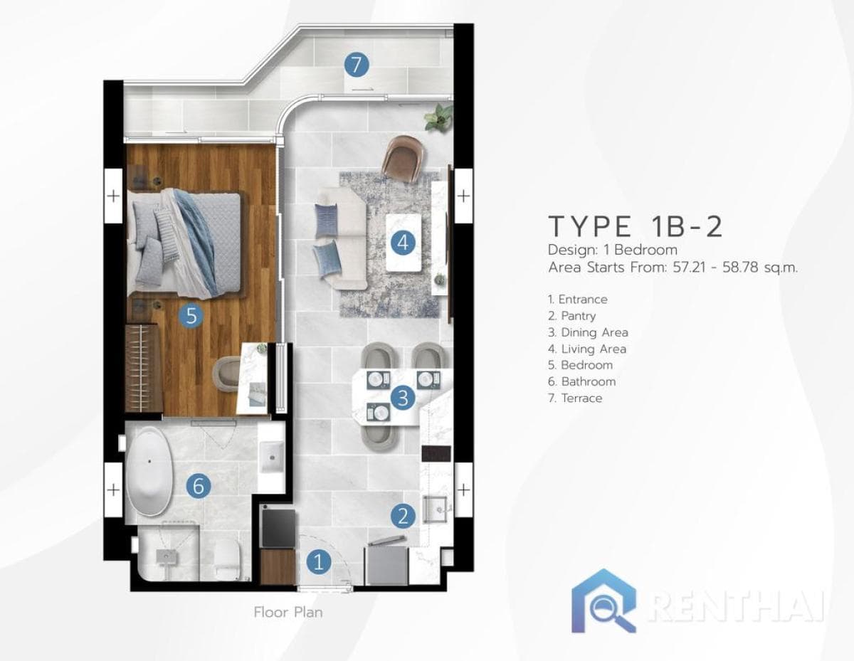 1 beds. 58 sqm - image 5