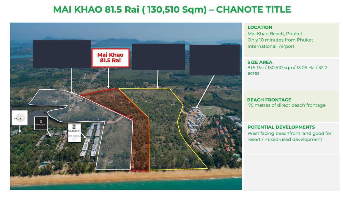 Land for sale next to Mai Khao Beach – Phuket Province