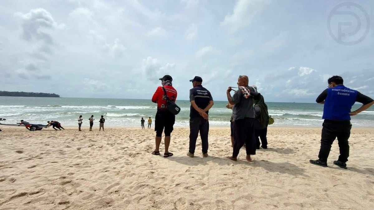 Young Thai Girl and Uncle Drown in Phuket Sea in Rough Conditions