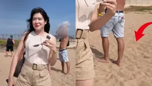 Schauspielerin Mint Navinda von Ausländern am öffentlichen Strand von Phuket konfrontiert