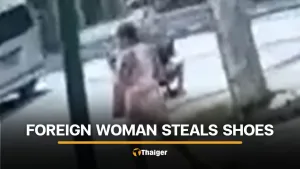 Ausländische Frau beschuldigt, Nike-Sneaker vor Haus in Phuket gestohlen zu haben