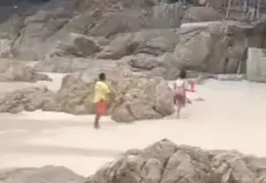 Foreign woman detained after dangerous beach incident and naked outburst in Cherng Talay