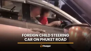 Foreigner lets young child steer car on busy Phuket road | Thaiger