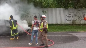 Car destroyed in fire on busy Kathu road
