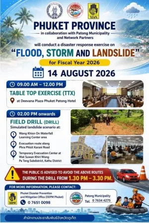 Patong to hold flood and landslide emergency drill