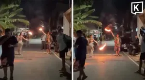 Late-night fire show on Bang Tao road concerns Phuket residents