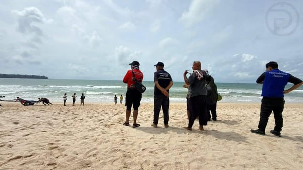 Young Thai Girl and Uncle Drown in Phuket Sea in Rough Conditions