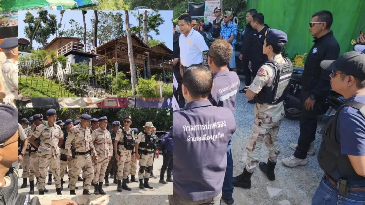 General: Urgent! Over 100 officers join forces to inspect encroachment on Phuket’s Freedom Beach reserved forest area, March 24, 2026 | 15:15