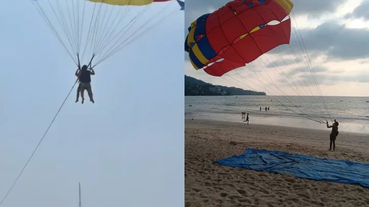 Parasailing horror in Phuket as cable snaps mid-air, tourist