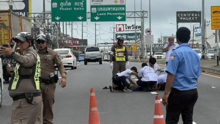 Man survives fall from Phuket pedestrian bridge, police review CCTV