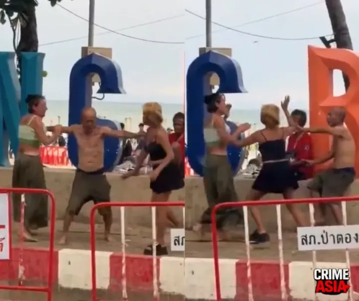 Tourist, Thai woman brawl at Patong Beach landmark in Phuket