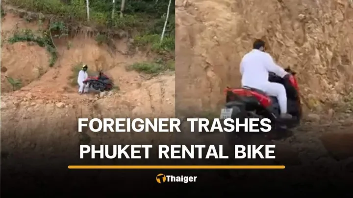 Mietmotorrad auf Schotterstrecke in Phuket in viralem Fahrvideo beschädigt