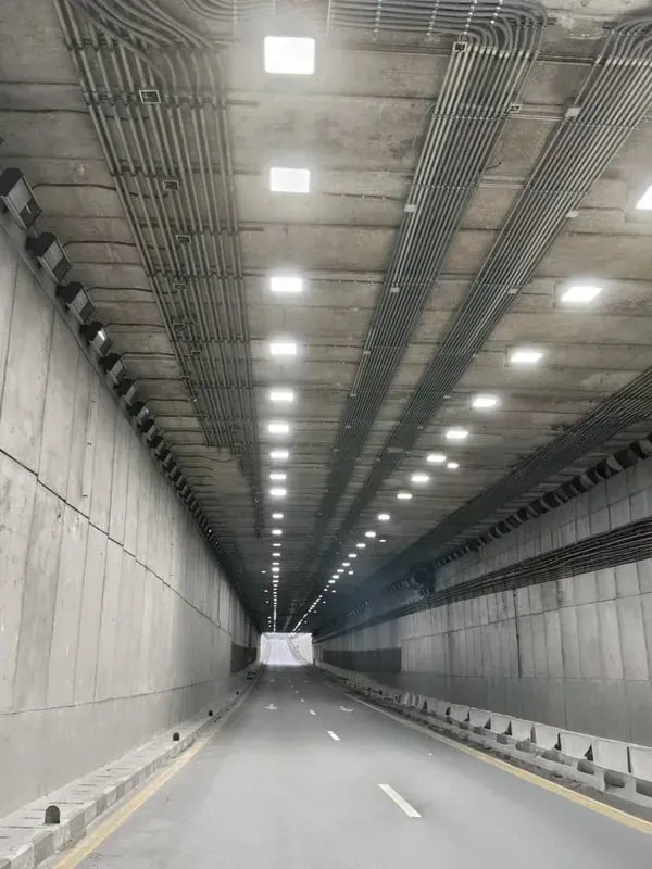 New lights have been installed in the Phuket Airport Underpass. Photo: Phuket Highays Office