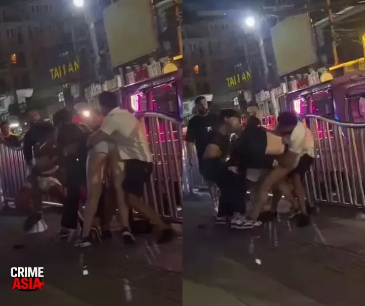 Roadside fight involving three transgender women and two foreign men captured in Phuket