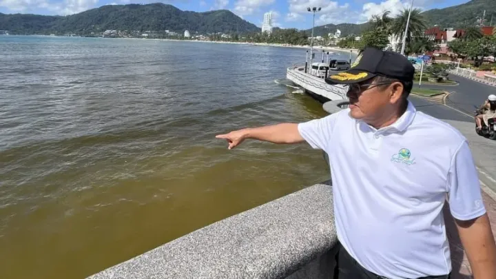 Officials investigate brown seawater at Patong Beach