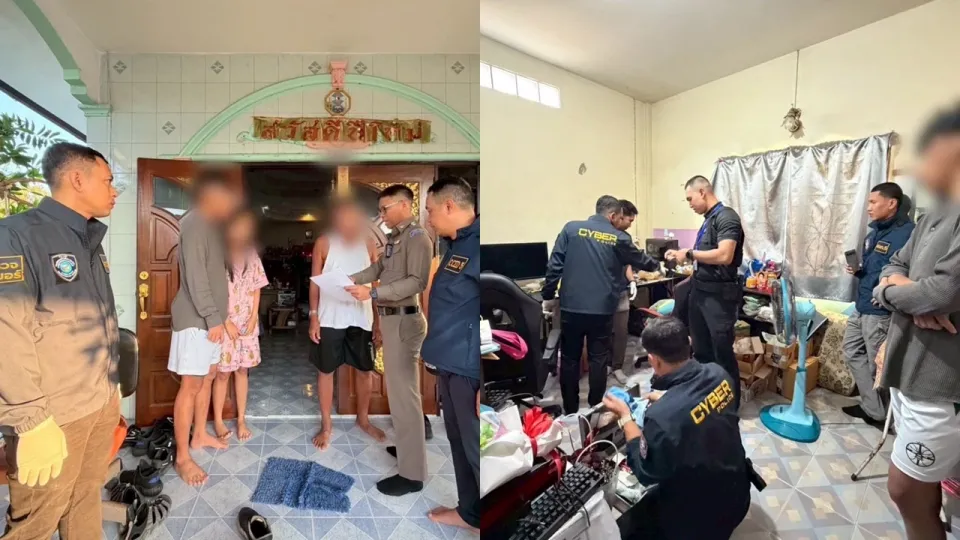 Raiding Phuket to hunt 8 suspects, arresting four gambling website admins, uncovering annual cash flow of over 100 million baht.