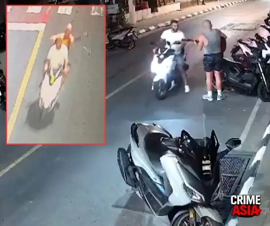Phuket Police Seek Foreign Tourists Seen Stealing Guitar From Parked Scooter