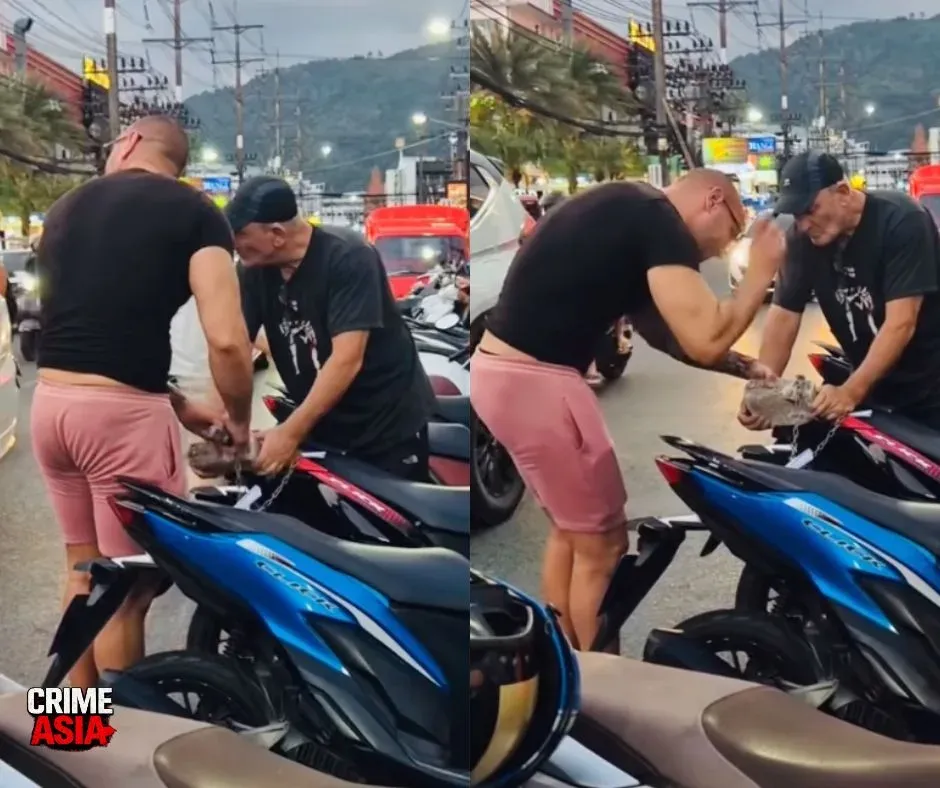 Police track motorcycle owner after tourist seen trying to remove wheel lock in Phuket